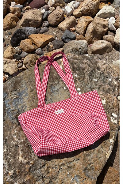 ToffyStore Red Plaid Fabric Bag