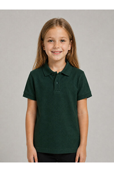 AJN Kids Polo Yaka Basic Kısa Kollu Unisex Çocuk Tişört Okul