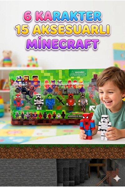 Tıfıl Toys Minecraft Uyumlu Süper Kahramanlar Figür Seti - 6 Karakterli Akses...