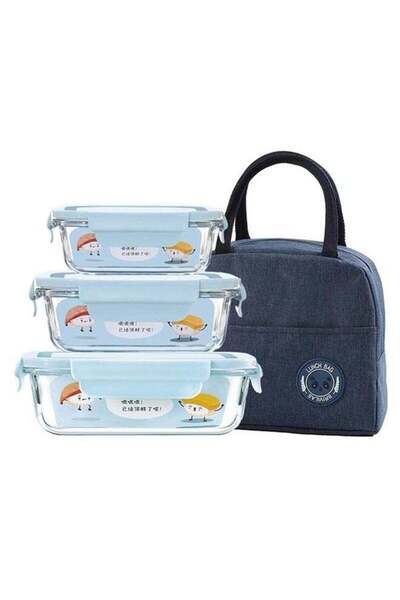 Arabest 3-Piece Glass Lunch Boxes,High Borosilicate,Microwave Heating,1050ml,...