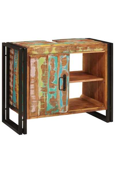 vidaxl Sink cabinet with shelf Multicolour Solid reclaimed wood