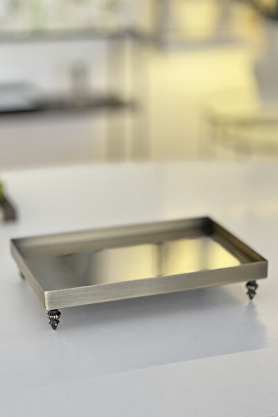 Shura Homeware Antique Metal Tray with Feet Decorative Presentation Tray 20X3...