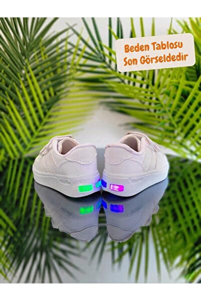 elma bebe Cırt Cırtlı Işıklı Kız Erkek Unisex Bebe Çocuk Sneaker Spor Ayakkabı