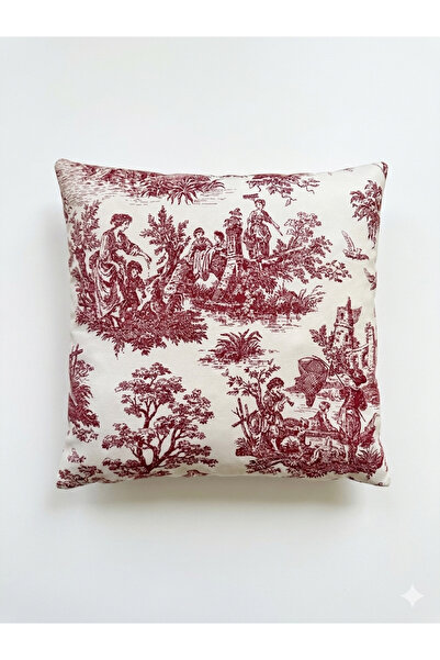 NURHAN HOME COLLECTION Toile De Jouy Patterned Digital Printed Throw Pillow C...