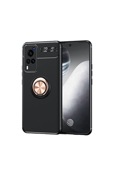 sscase Solid Color θήκη Σιλικόνης με Δαχτυλίδι Black+Rose Gold (Vivo X60 Pro 5G)