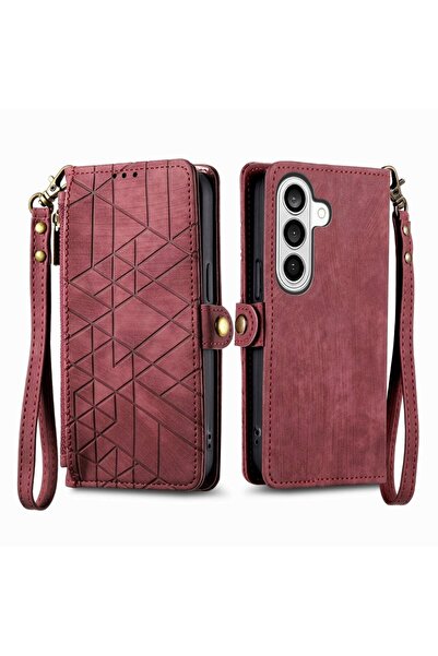 sscase Geometry Zipper Θήκη Πορτοφόλι Wine Red (Samsung Galaxy S26 Plus 5G)