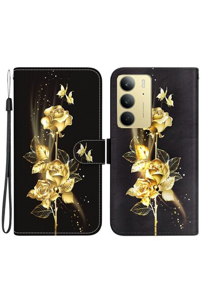 sscase Colored Drawing Θήκη Πορτοφόλι Golden Flower (Realme C75 4G)