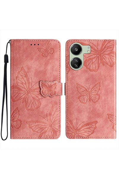 sscase Butterfly Imprinted Θήκη Πορτοφόλι Pink (Xiaomi Redmi 13C/Poco C65)