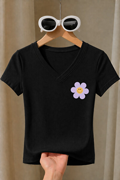 Velostra Tricou de damă, lila, cu imprimeu Smiley, pentru utilizare zilnică, ...