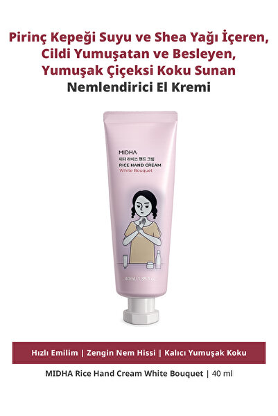 MIDHA Yumuşak Çiçeksi Kokulu Cildi Yumuşatan Nemlendirici El Kremi Rice Hand ...