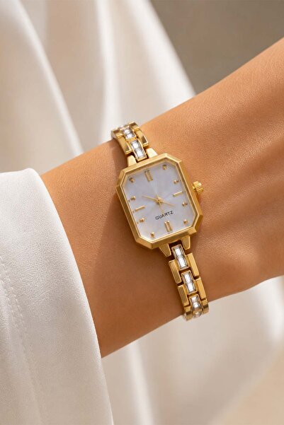 İnogge Ovita Gold Women's Wristwatch – Minimal Luxury Rectangular Dial with S...