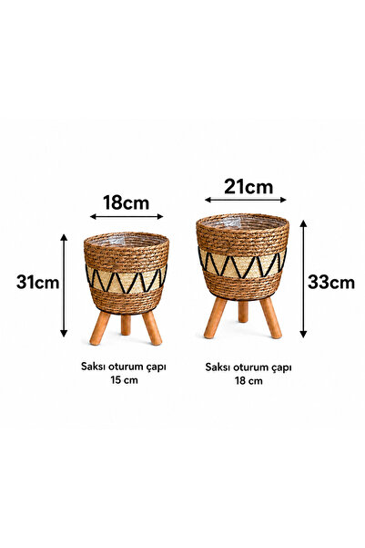 ADA Ahşap oyma ve çerçevecilik Hasır Saksı Ahşap Ayaklı 22cm