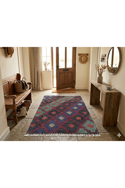 ŞAHMERDANOĞLU El Dokuması Keçi Kılı Yörük Kilimi - Antik Küçük Boy Kilim 71x9...