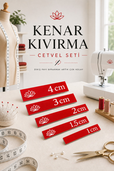 EVORADECO Dikiş Payı Ayarlama Pay Bırakma Cetveli / Dikiş Akseuar / Kenar Kıv...