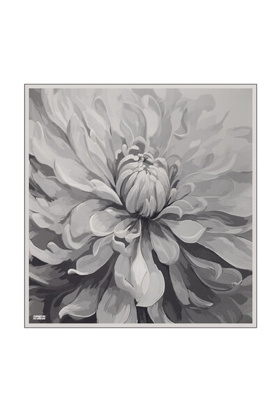 Çağrı İpek Black Peony Pattern Tivil Silk Scarf