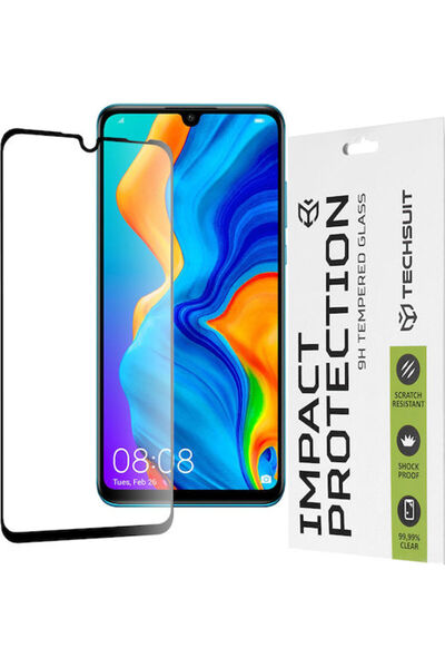 Techsuit 111d Πλήρης Κόλλα Πλήρες Κάλυμμα Οθόνης Σκληρυμένο Γυαλί Μαύρο (Huaw...