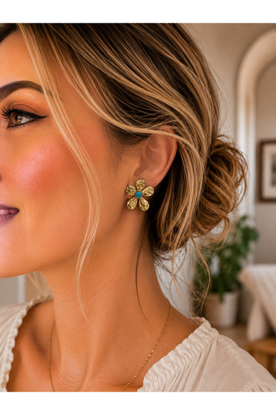 Liva Group Atelier Blue Stone Flower Earrings