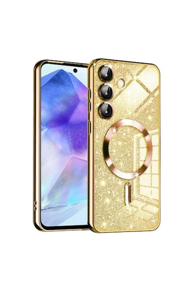 DAMUR Husă MagSafe 2 în 1 cu sclipici pentru Samsung Galaxy A55 5G, Protecție...