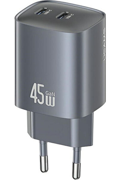 Usams Φορτιστής χωρίς καλώδιο GaN με 2 θύρες USB-C 45W Power Delivery Tarnish...