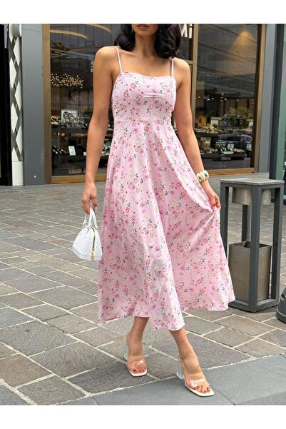 Perry Boutique Women's Floral Patterned Rope Strap Summer Dress