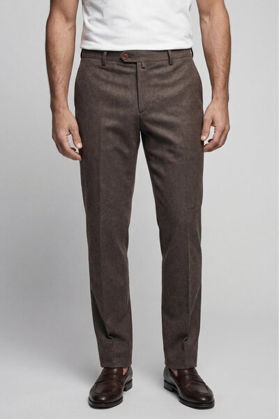 Bisse Mink Wool Cashmere Classic Flannel Trousers