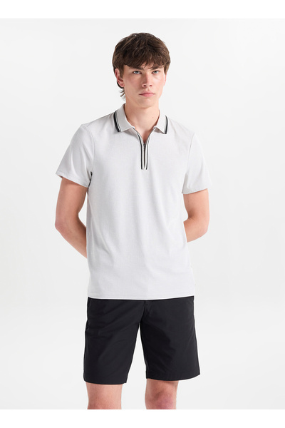 ALTINYILDIZ CLASSICS Gri Erkek Slim Fit Geometrik Desen Polo T-Shirt ACE09126...