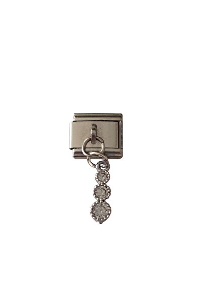 Sibelya Aksesuar Italian Charm with Stone Trio Figures and Silver Steel Charm...