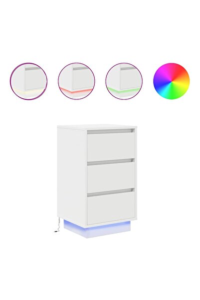 vidaxl Noptiera cu lumini LED alb 38x34x65 cm