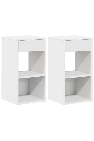 vidaxl Noptiere cu sertar 2 buc Alb 35x34x66,5 cm