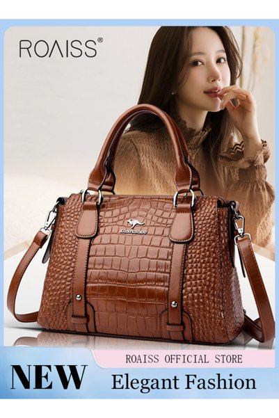 ROAISS Leather Women Shoulder Bag Women's Handbag Elegant Patent Leather Bag ...