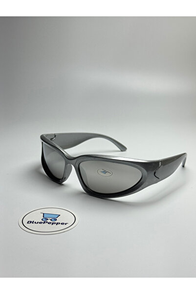 BluePepper Sportic |   Sunglasses Silver Frame Black Glass Color Large Case 5...
