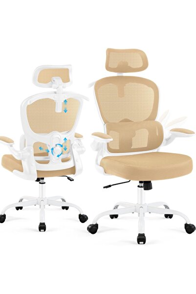 Coscendo Scaun de birou ergonomic, cu tetiera 3D reglabila si suport lombar a...