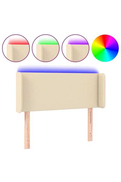 vidaxl LED headboard, cream, 83x16x78/88 cm, textile