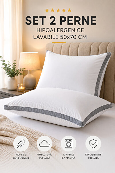 EMATTEIRO Set of 2 Hypoallergenic and Washable Pillows, Dimensions 50x70 cm, ...