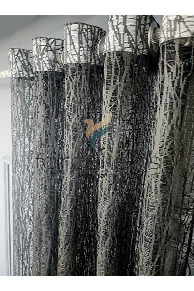 farbateks Perdele din tul rustic gri antracit, perdea cu ochiuri, perdea rust...