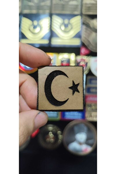 ÇUKUROVA ÜTÜ علم تيب من جلد البيزون، مقاس 4 سم × 4 سم، مع شريط فيلكرو، جودة م...
