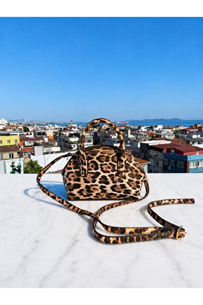 Veloura Kadın Leopar Desenli Mini El ve Omuz Çantası