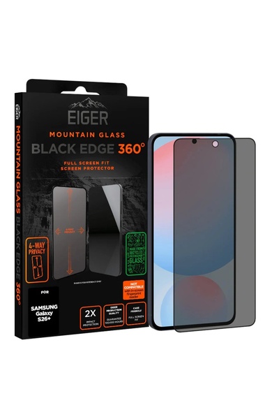 EIGER Folie Sticla Privacy Mountain Edge GRS 360 Samsung Galaxy S26 Plus Negru