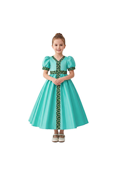 ddaniela D'Daniela - Puff-Sleeve Princess Dress - Turquoise - 4Y to 7Y