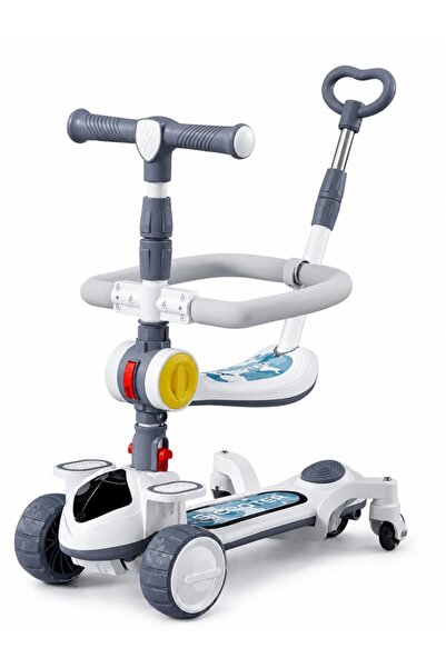 Nichiduta Trotineta multifunctionala 4 in 1 pentru copii Grey, pliabila, roti...