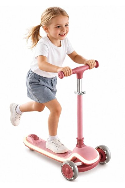 Nichiduta Pink foldable scooter for children, with LED lights, height-adjusta...