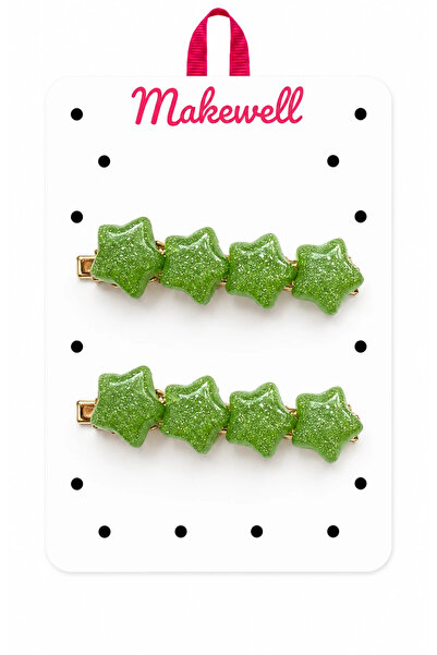 MakeWell Colorful Star Figured Snap Clip Set – Glittery Girls' Hair Clips, 2-...