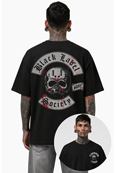 Fuddy Moda Tricou unisex Black Label Society SDMF cu imprimeu pe spate, cu gu...