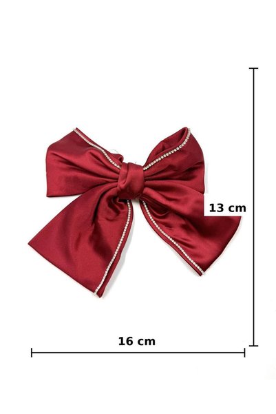 MD Moda Accessories Stone Detailed Satin Bow Hair Clip
