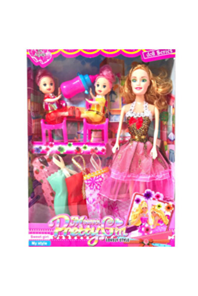 PlayFun "Pretty Girl Family" Doll Top Bottom Set - Includes 30 cm Doll, 2 Sma...