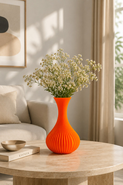 OKA Kırılmaz Yüksek Kaliteli 3D Modern Tasarım Dekoratif 22 cm Vazo
