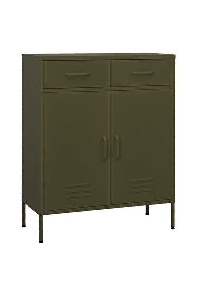 vidaxl Storage cabinet, olive green, 80x35x101.5 cm, steel