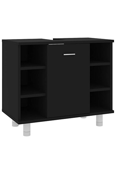 vidaxl Dulap de baie, negru, 60 x 32 x 53,5 cm, lemn prelucrat