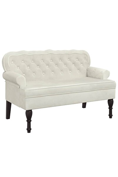 vidaxl Banchetă cu spătar, crem, 119,5x64,5x75 cm, catifea