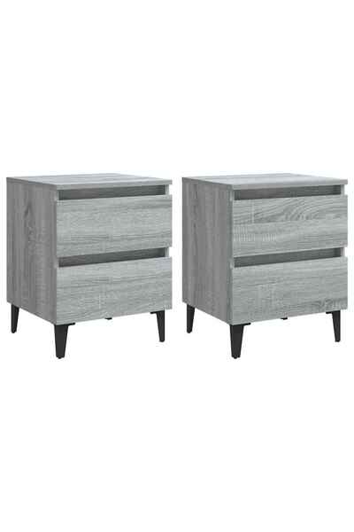 vidaxl Noptiere picioare din metal, 2 buc., gri sonoma, 40x35x50 cm